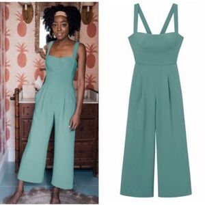Gal Meets Glam Nicole Square Neck Jumpsuit green size 6